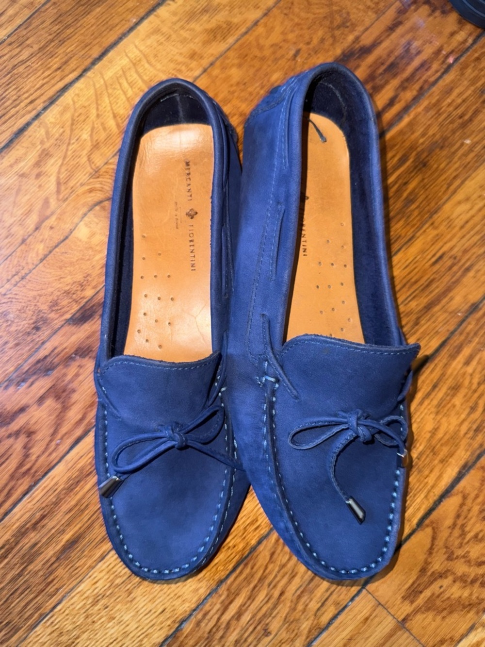 Mercanti Fiorentini Blue Suede Driving Loafers – Size 8.5B Women Flats Shoes